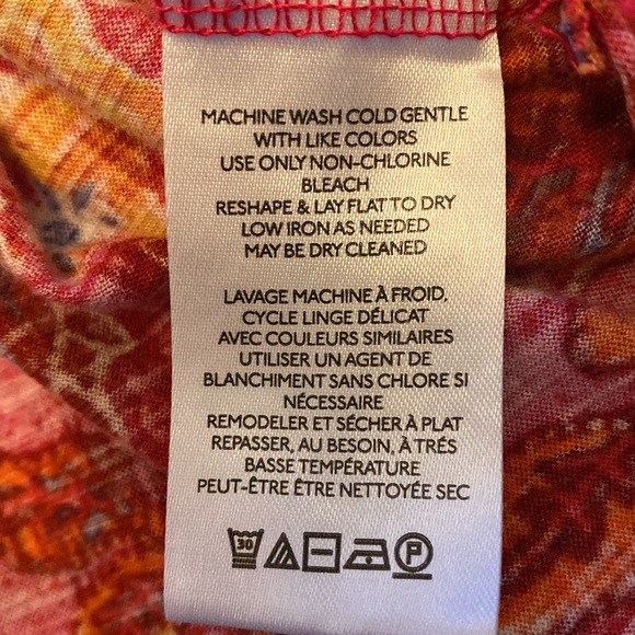 Anthropologie Pilcro Shirt Womens sz. L Pink Floral Pintuck Short Sleeve - Picture 6 of 9